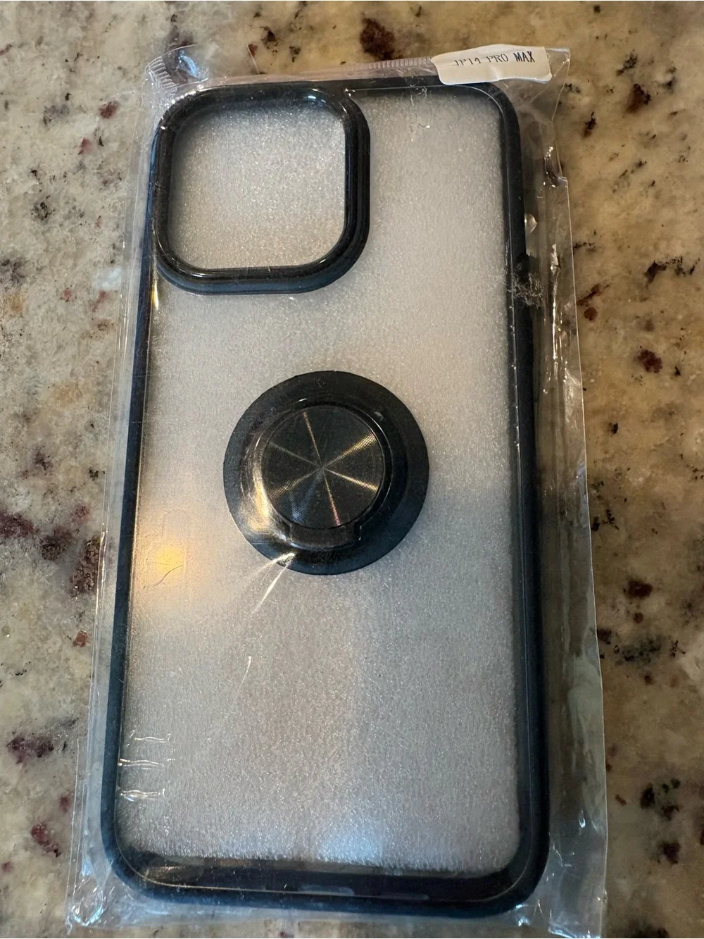 Black and Frosted Clear Phone Case with Ring Grip iPhone 14 Pro Max
